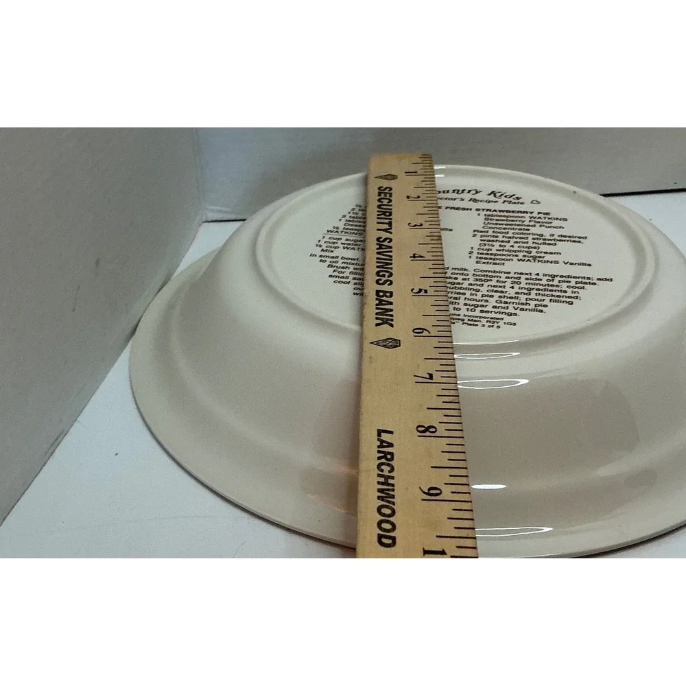 Watkins Vintage 1989 Country Kids Pie Plates Set of 2 Recipe Ceramic 10.5 Inch